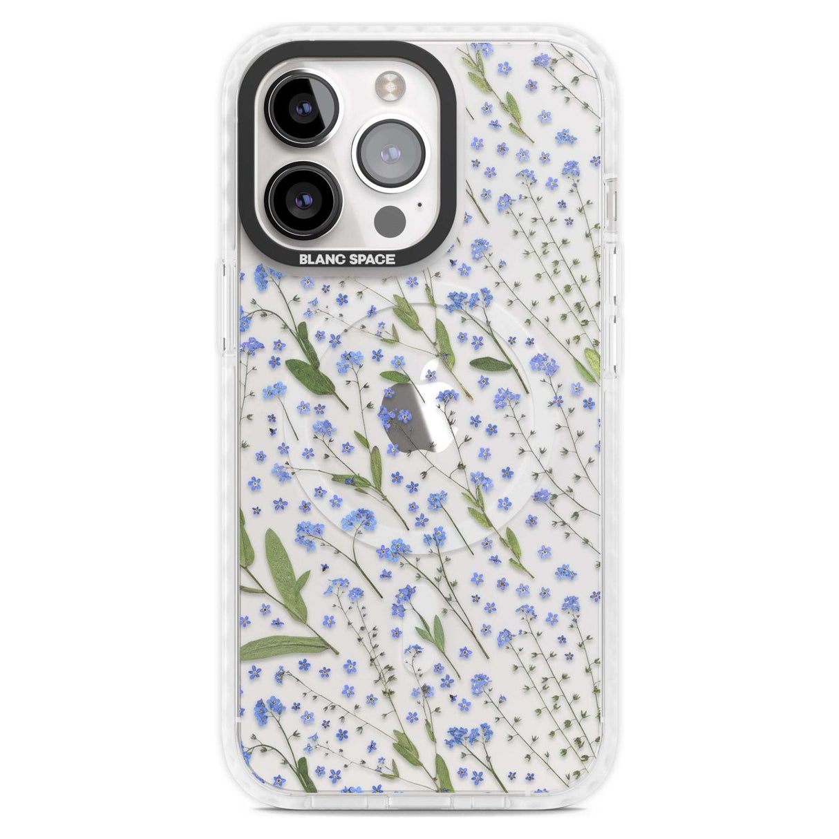 Blue Wild Flower Design Phone Case iPhone 15 Pro Max / Magsafe Impact Case,iPhone 15 Pro / Magsafe Impact Case Blanc Space