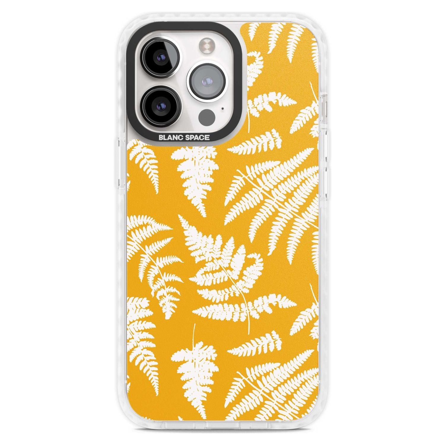 Fern Pattern on Yellow Phone Case iPhone 15 Pro Max / Magsafe Impact Case,iPhone 15 Pro / Magsafe Impact Case Blanc Space