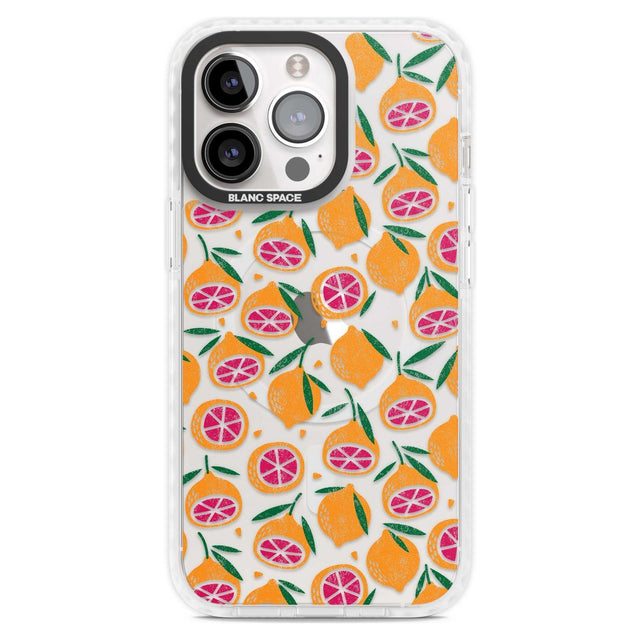 Blood Orange Fruit Pattern Transparent Phone Case iPhone 15 Pro Max / Magsafe Impact Case,iPhone 15 Pro / Magsafe Impact Case Blanc Space
