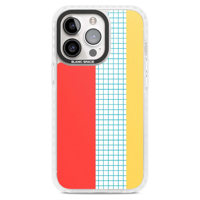 Abstract Grid Red, Blue, Yellow Phone Case iPhone 15 Pro Max / Magsafe Impact Case,iPhone 15 Pro / Magsafe Impact Case Blanc Space