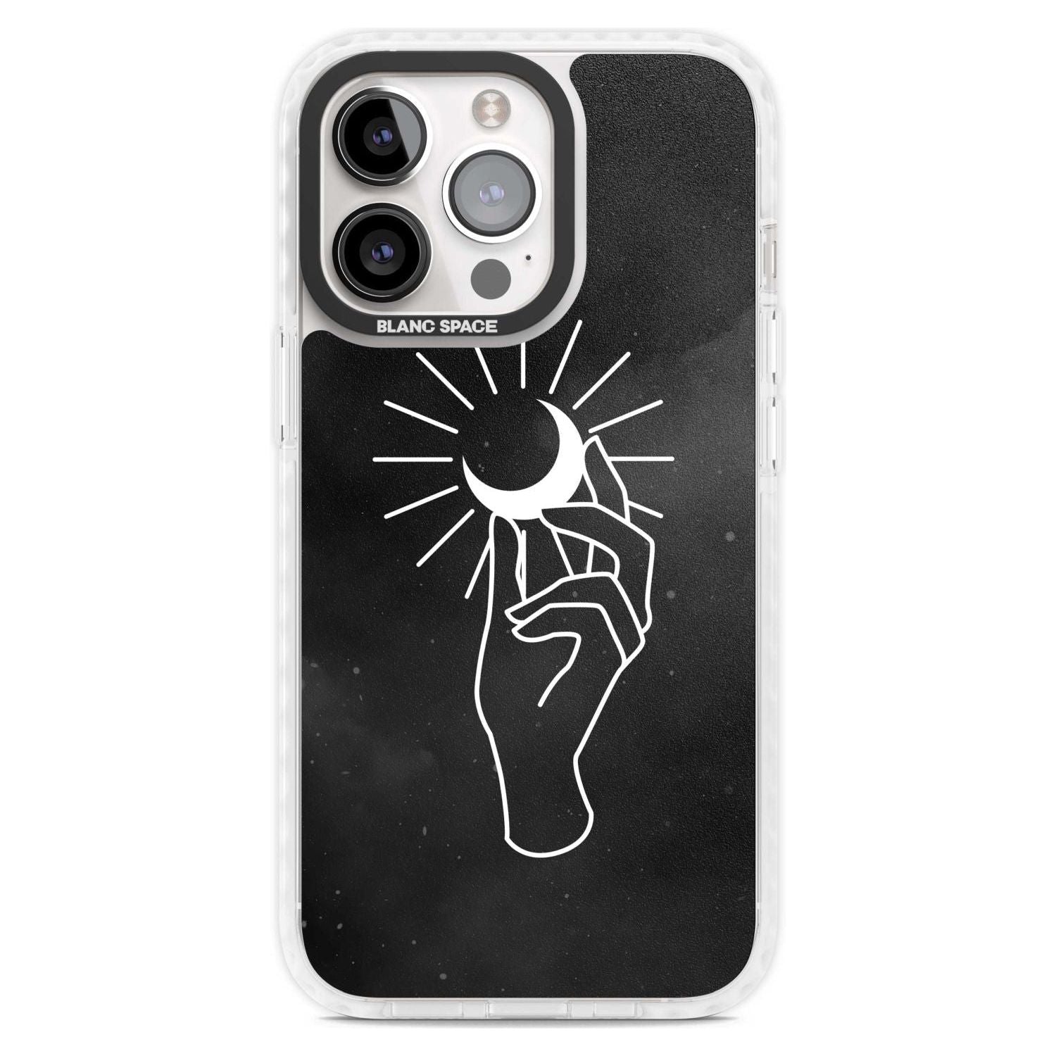 Hand Holding Moon Phone Case iPhone 15 Pro Max / Magsafe Impact Case,iPhone 15 Pro / Magsafe Impact Case Blanc Space