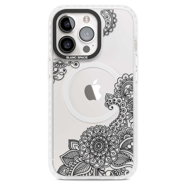 Black Henna Botanicals Phone Case iPhone 15 Pro Max / Magsafe Impact Case,iPhone 15 Pro / Magsafe Impact Case Blanc Space