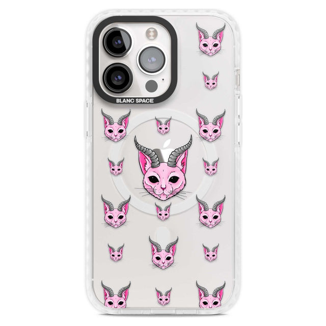 Demon Cat Pattern Phone Case iPhone 15 Pro Max / Magsafe Impact Case,iPhone 15 Pro / Magsafe Impact Case Blanc Space