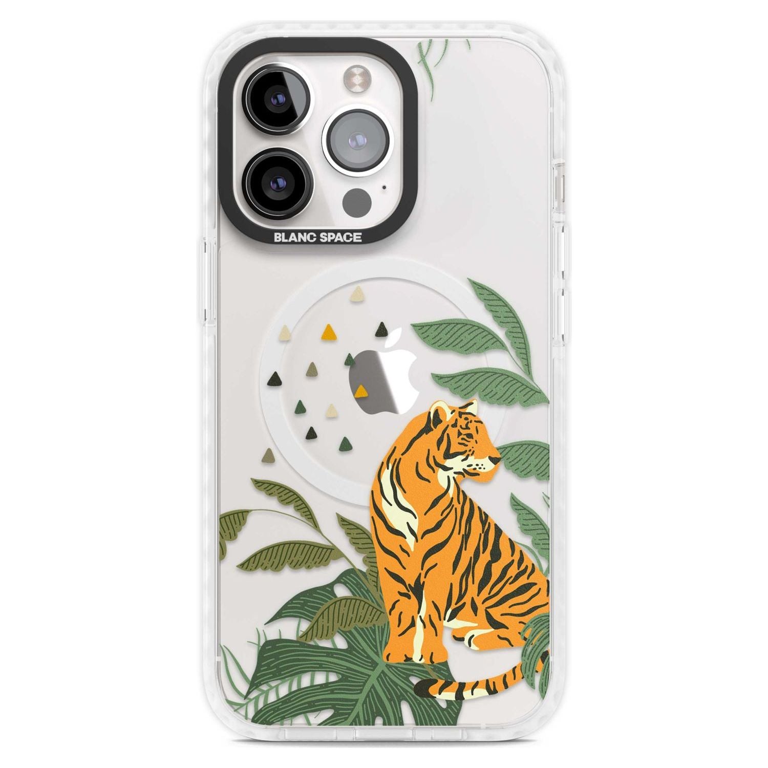 Large Tiger Clear Jungle Cat Pattern Phone Case iPhone 15 Pro Max / Magsafe Impact Case,iPhone 15 Pro / Magsafe Impact Case Blanc Space