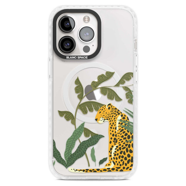 Large Jaguar Clear Jungle Cat Pattern Phone Case iPhone 15 Pro Max / Magsafe Impact Case,iPhone 15 Pro / Magsafe Impact Case Blanc Space