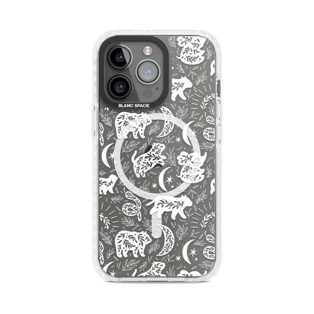 Forest Animal Silhouettes: White/Clear Phone Case iPhone 15 Pro Max / Magsafe Impact Case,iPhone 15 Pro / Magsafe Impact Case Blanc Space