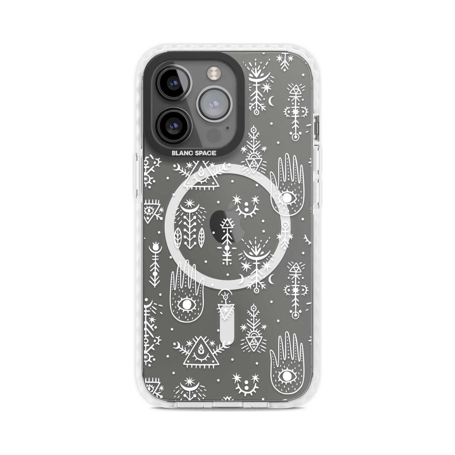 Black Tribal Palms Phone Case iPhone 15 Pro Max / Magsafe Impact Case,iPhone 15 Pro / Magsafe Impact Case Blanc Space