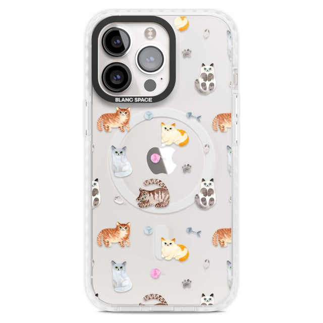 Cats with Toys - Clear Phone Case iPhone 15 Pro Max / Magsafe Impact Case,iPhone 15 Pro / Magsafe Impact Case Blanc Space