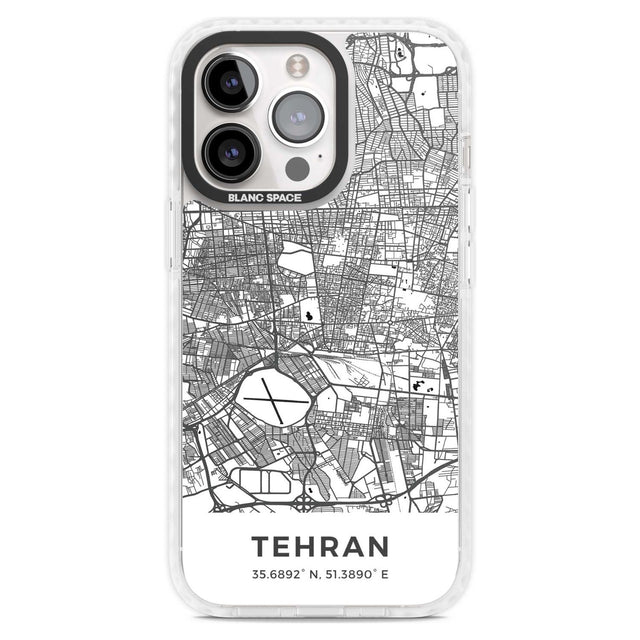 Map of Tehran, Iran Phone Case iPhone 15 Pro Max / Magsafe Impact Case,iPhone 15 Pro / Magsafe Impact Case Blanc Space