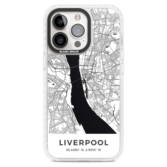 Map of Liverpool, England Phone Case iPhone 15 Pro Max / Magsafe Impact Case,iPhone 15 Pro / Magsafe Impact Case Blanc Space