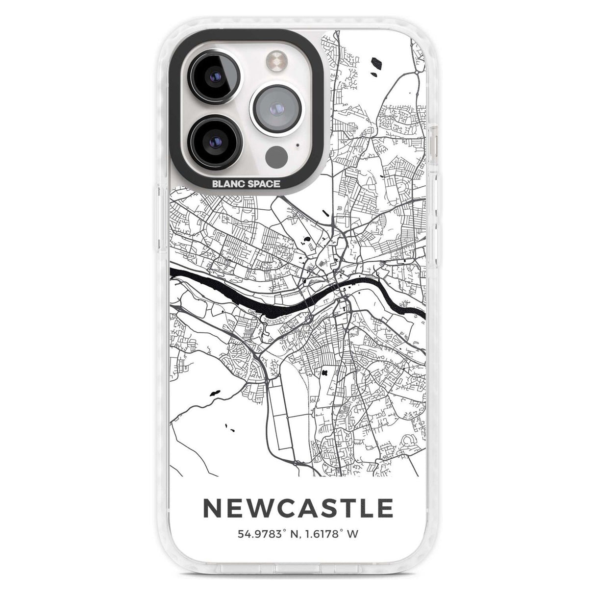 Map of Newcastle, England Phone Case iPhone 15 Pro Max / Magsafe Impact Case,iPhone 15 Pro / Magsafe Impact Case Blanc Space