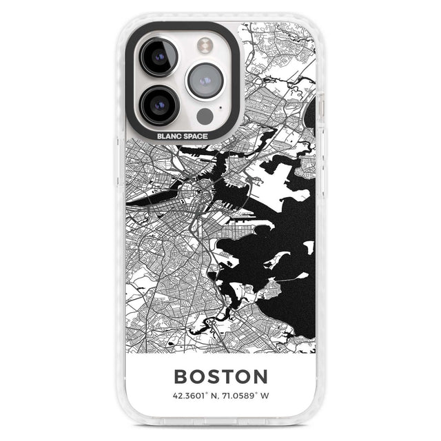 Map of Boston, Massachusetts Phone Case iPhone 15 Pro Max / Magsafe Impact Case,iPhone 15 Pro / Magsafe Impact Case Blanc Space