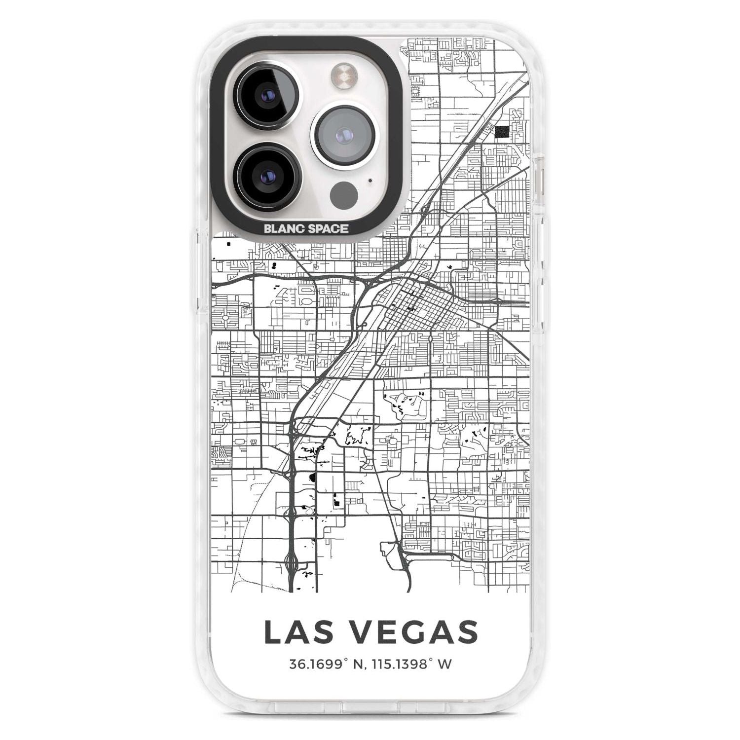 Map of Las Vegas, Nevada Phone Case iPhone 15 Pro Max / Magsafe Impact Case,iPhone 15 Pro / Magsafe Impact Case Blanc Space