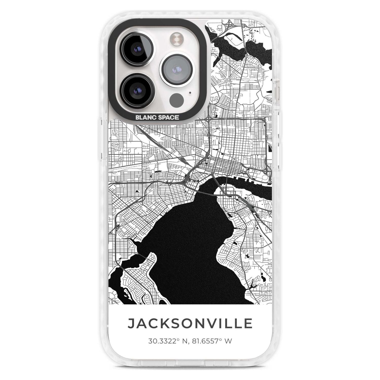 Map of Jacksonville, Florida Phone Case iPhone 15 Pro Max / Magsafe Impact Case,iPhone 15 Pro / Magsafe Impact Case Blanc Space