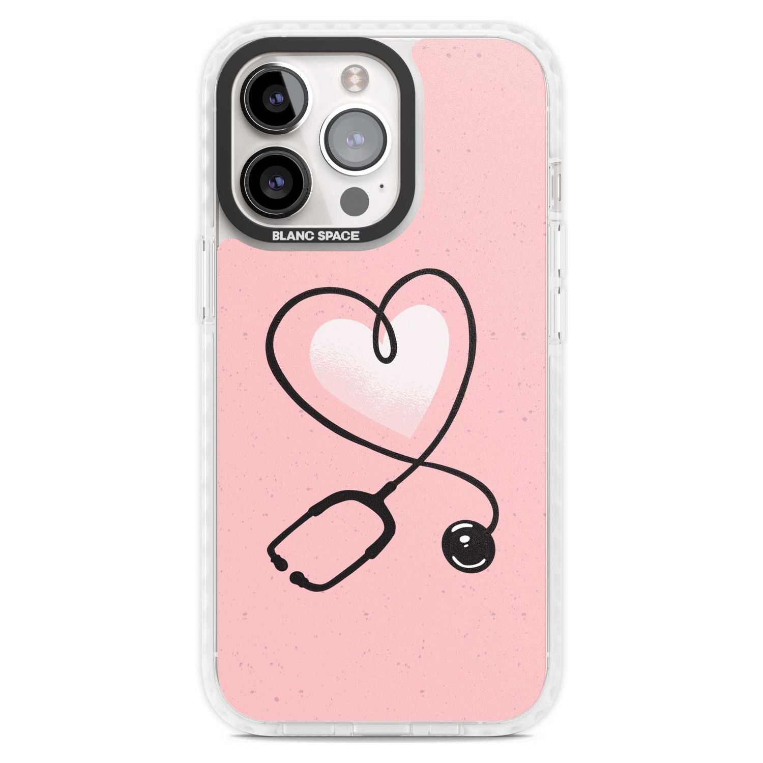 Medical Inspired Design Stethoscope Heart Phone Case iPhone 15 Pro Max / Magsafe Impact Case,iPhone 15 Pro / Magsafe Impact Case Blanc Space
