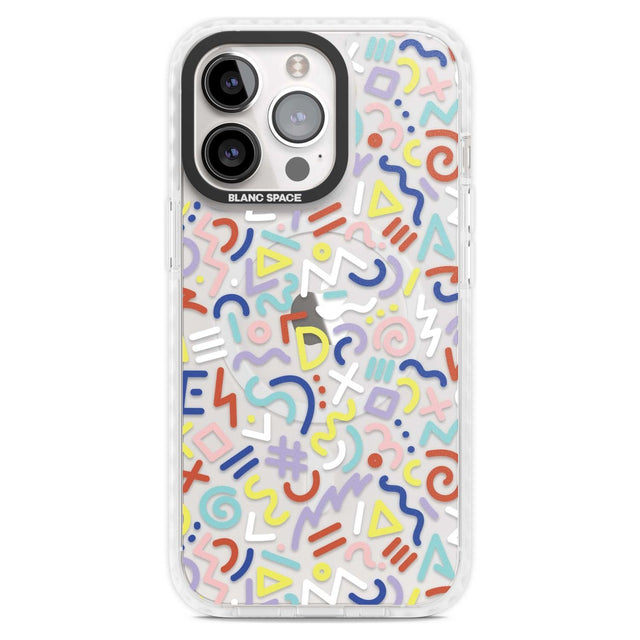 Colourful Mixed Shapes Retro Pattern Design Phone Case iPhone 15 Pro Max / Magsafe Impact Case,iPhone 15 Pro / Magsafe Impact Case Blanc Space