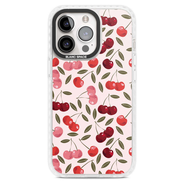 Fruity & Fun Patterns Cherries Phone Case iPhone 15 Pro Max / Magsafe Impact Case,iPhone 15 Pro / Magsafe Impact Case Blanc Space