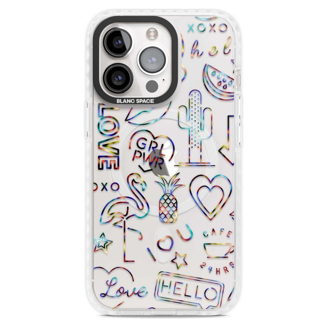 Funky nebula Neon Sign Phone Case iPhone 15 Pro Max / Magsafe Impact Case,iPhone 15 Pro / Magsafe Impact Case Blanc Space