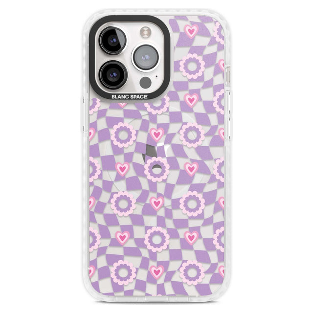 Checkered Love Pattern Phone Case iPhone 15 Pro Max / Magsafe Impact Case,iPhone 15 Pro / Magsafe Impact Case Blanc Space
