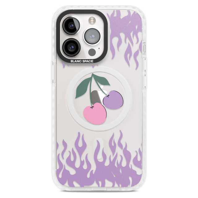 Cherries n' Flames Phone Case iPhone 15 Pro Max / Magsafe Impact Case,iPhone 15 Pro / Magsafe Impact Case Blanc Space
