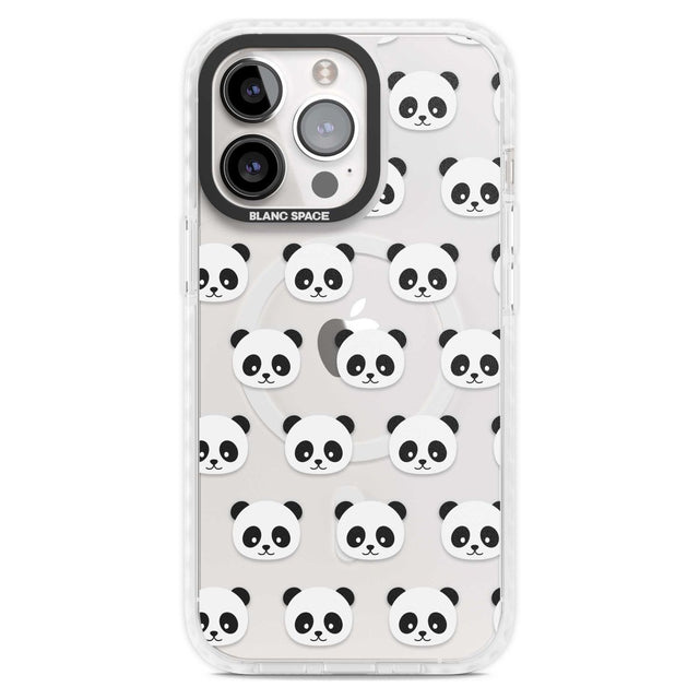 Panda Face Pattern Phone Case iPhone 15 Pro Max / Magsafe Impact Case,iPhone 15 Pro / Magsafe Impact Case Blanc Space