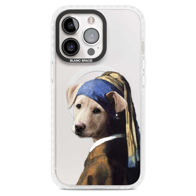 Doggo with a Pearl Earring Phone Case iPhone 15 Pro Max / Magsafe Impact Case,iPhone 15 Pro / Magsafe Impact Case Blanc Space