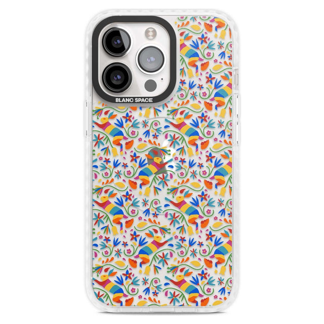 Floral Rabbit Pattern in Rainbow Phone Case iPhone 15 Pro Max / Magsafe Impact Case,iPhone 15 Pro / Magsafe Impact Case Blanc Space