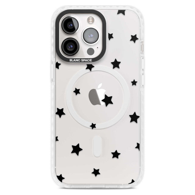 Black Stars Pattern Phone Case iPhone 15 Pro Max / Magsafe Impact Case,iPhone 15 Pro / Magsafe Impact Case Blanc Space