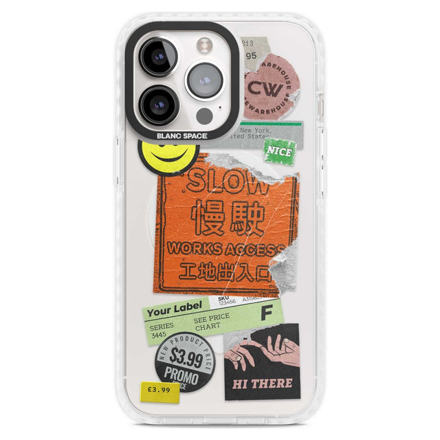 Kanji Signs Sticker Mix Phone Case iPhone 15 Pro Max / Magsafe Impact Case,iPhone 15 Pro / Magsafe Impact Case Blanc Space
