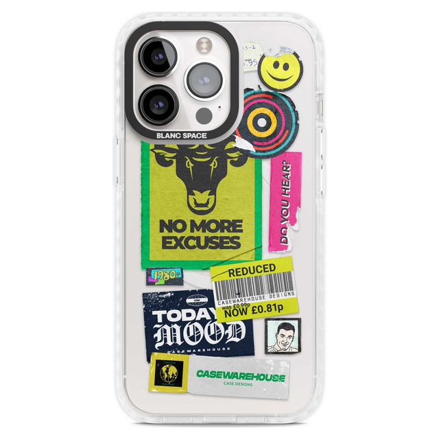 No More Excuses Sticker Mix Phone Case iPhone 15 Pro Max / Magsafe Impact Case,iPhone 15 Pro / Magsafe Impact Case Blanc Space