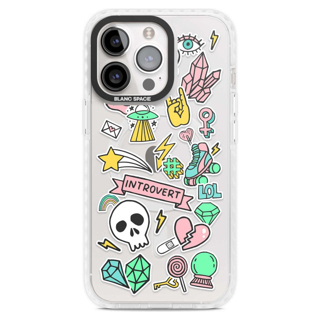 Introvert Sticker Phone Case iPhone 15 Pro Max / Magsafe Impact Case,iPhone 15 Pro / Magsafe Impact Case Blanc Space