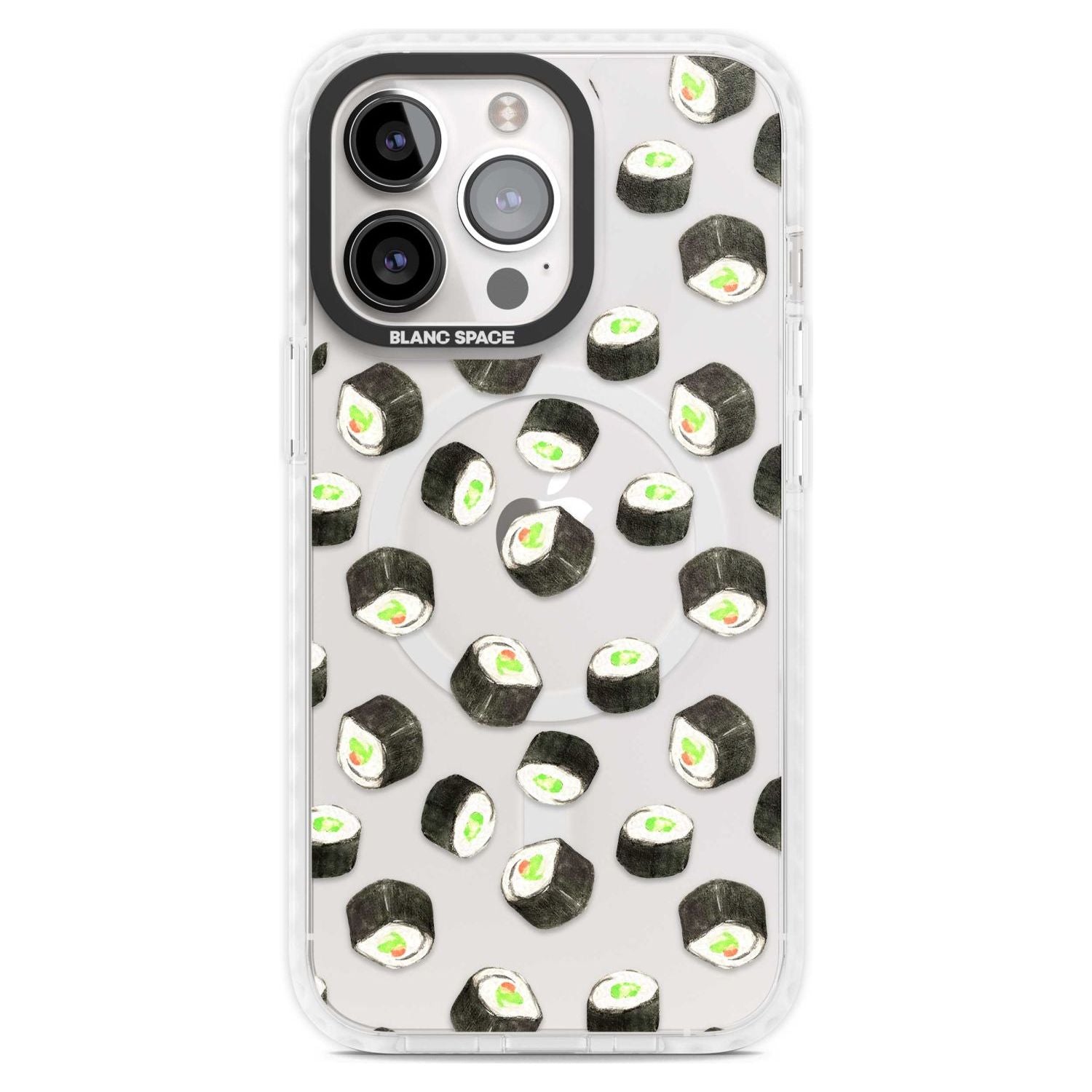 Maki Rolls Sushi Pattern Phone Case iPhone 15 Pro Max / Magsafe Impact Case,iPhone 15 Pro / Magsafe Impact Case Blanc Space