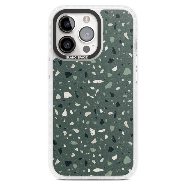 Green & Cream Terrazzo Pattern Phone Case iPhone 15 Pro Max / Magsafe Impact Case,iPhone 15 Pro / Magsafe Impact Case Blanc Space