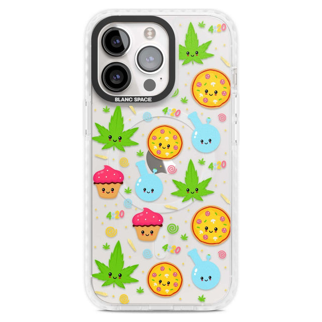 Kawaii Weed Pattern Phone Case iPhone 15 Pro Max / Magsafe Impact Case,iPhone 15 Pro / Magsafe Impact Case Blanc Space
