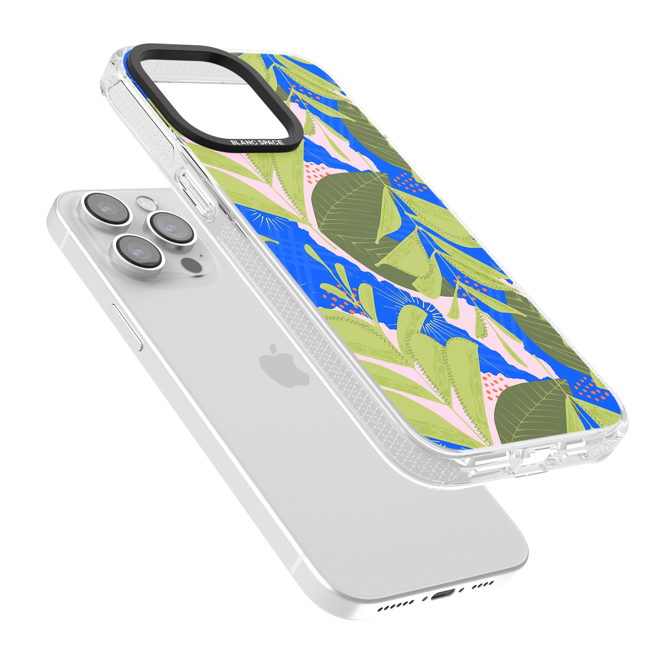 Fern Leaves Abstract Pattern iPhone 15 Pro Max / 15 Pro / 14 Pro Max / 14 Pro / 13 Pro Clear Case Impact Air - Blanc Space