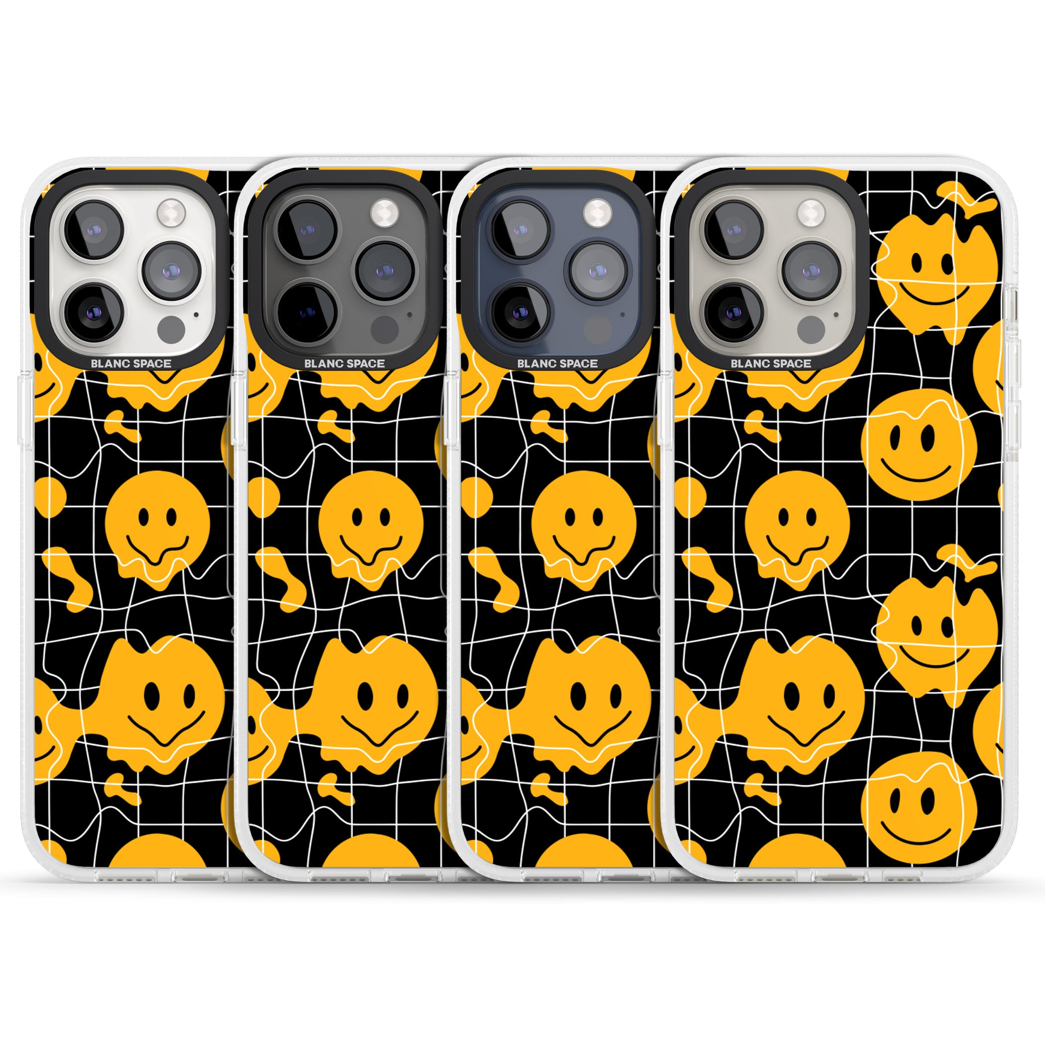 Acid Face Grid Pattern iPhone 15 Pro Max / 15 Pro / 14 Pro Max / 14 Pro / 13 Pro Clear Case Impact Air - Blanc Space