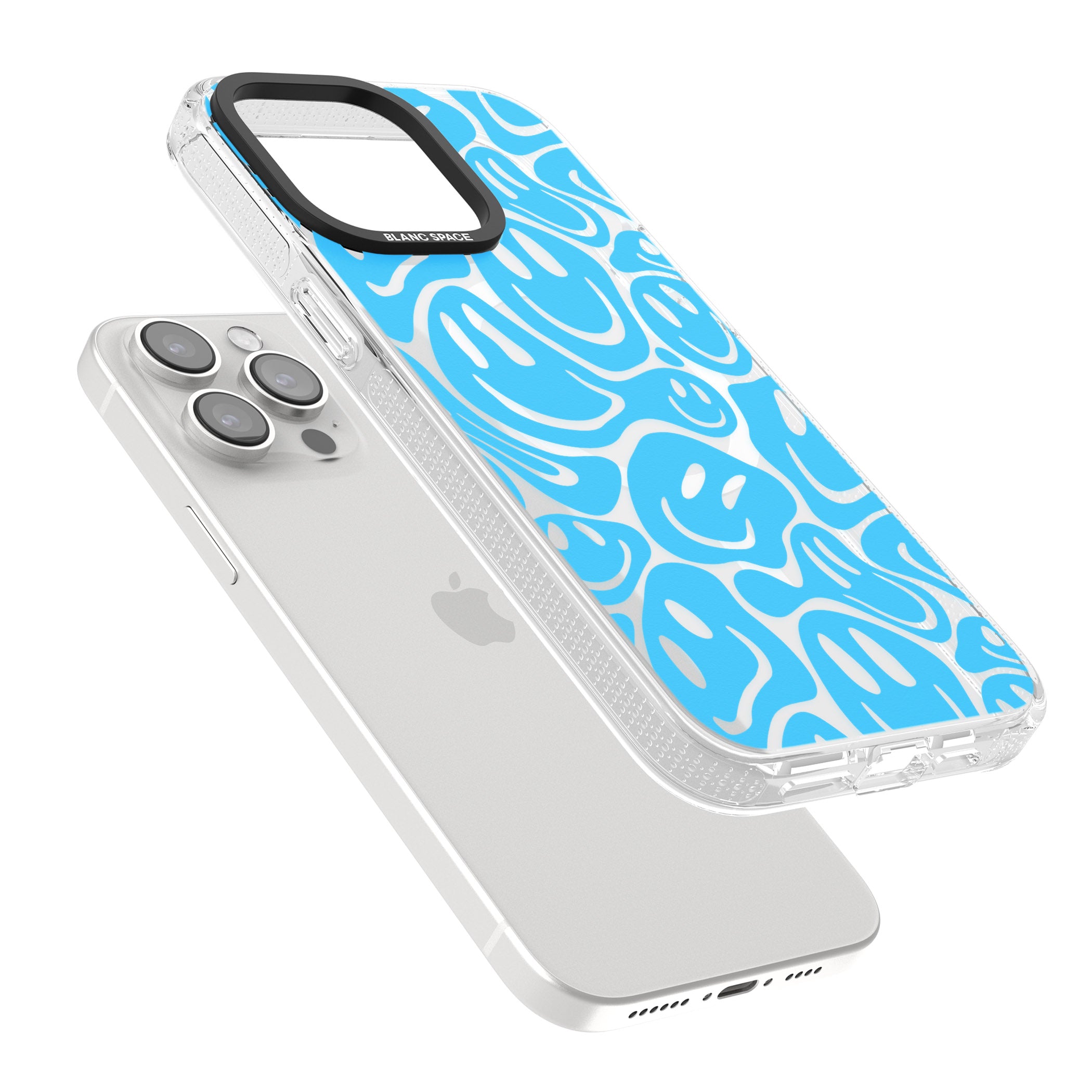 Blue Acid Faces iPhone 15 Pro Max / 15 Pro / 14 Pro Max / 14 Pro / 13 Pro Clear Case Impact Air - Blanc Space