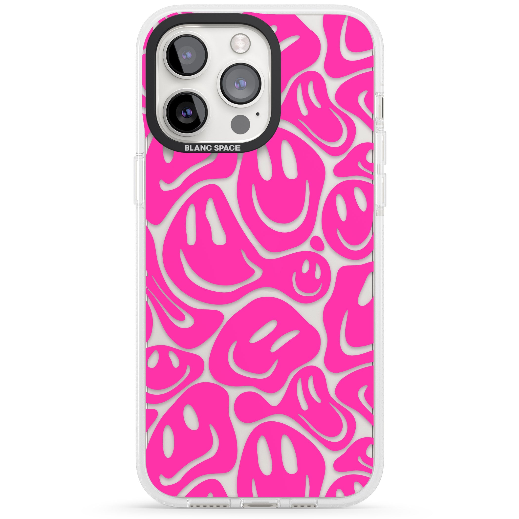 Pink Acid Faces iPhone 15 Pro Max / 15 Pro / 14 Pro Max / 14 Pro / 13 Pro Clear Case Impact Air - Blanc Space