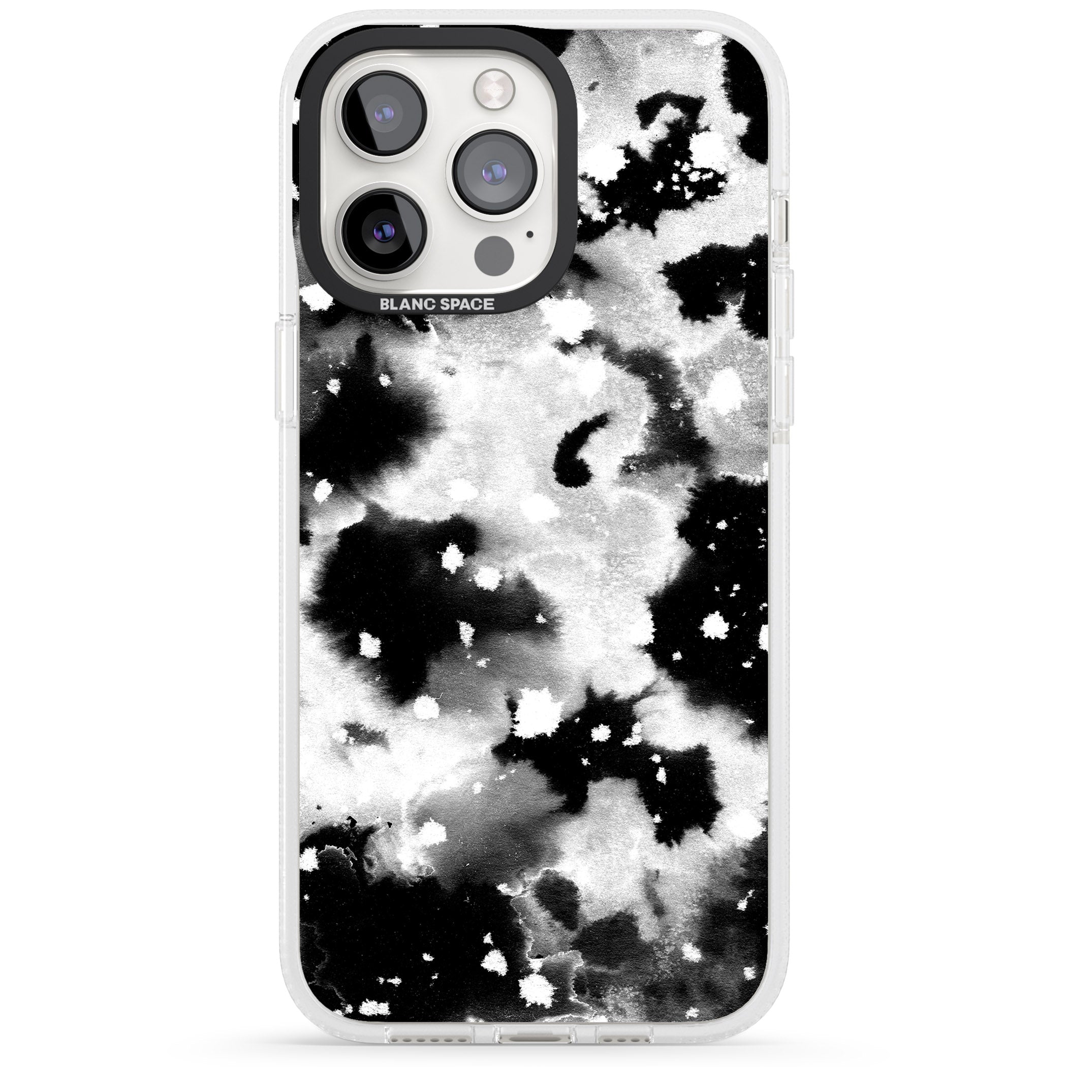 Black & White Acid Wash Tie-Dye Pattern iPhone 15 Pro Max / 15 Pro / 14 Pro Max / 14 Pro / 13 Pro Clear Case Impact Air - Blanc Space