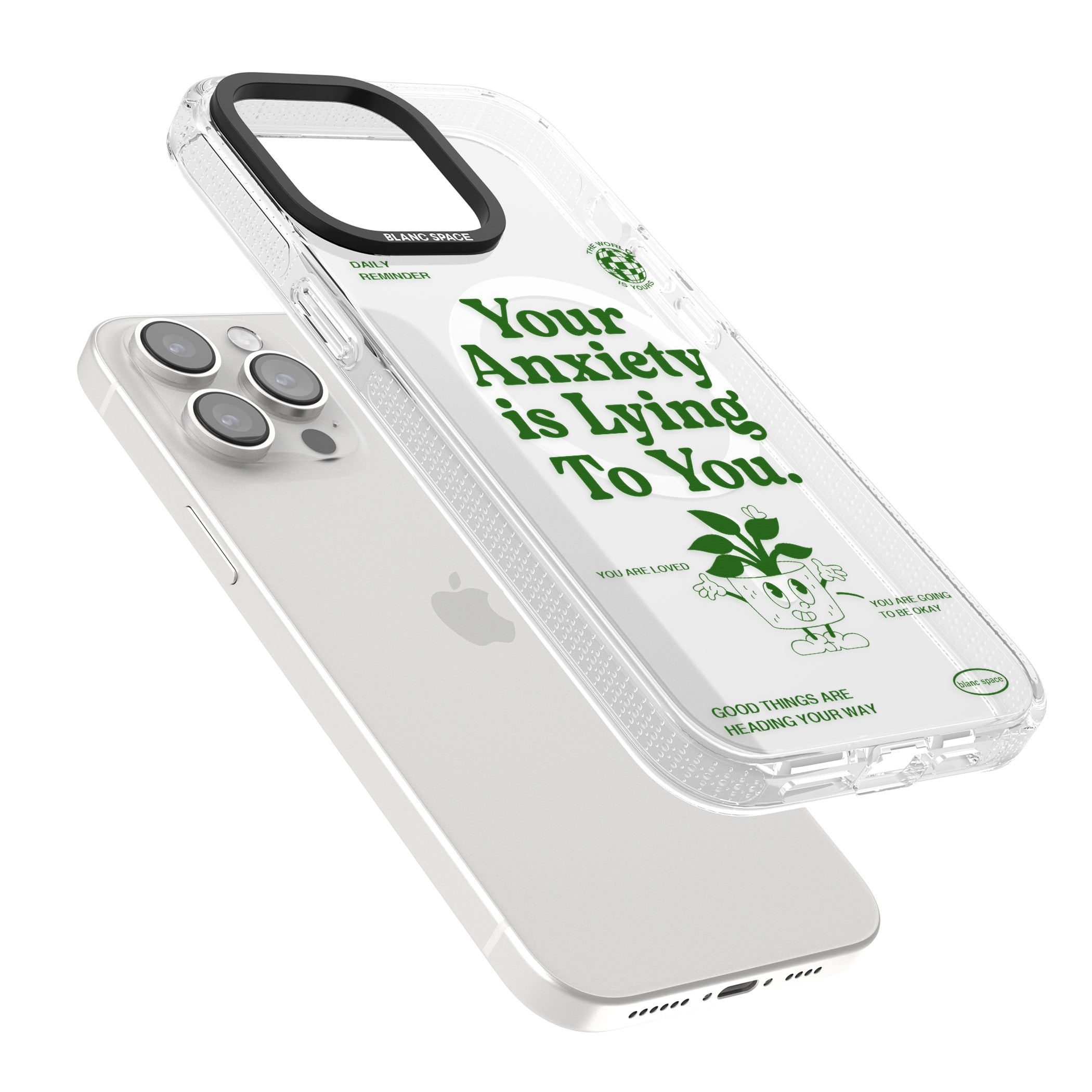 Your Anxiety Is Lying To You iPhone 15 Pro Max / 15 Pro / 14 Pro Max / 14 Pro / 13 Pro Clear Case Impact Air - Blanc Space
