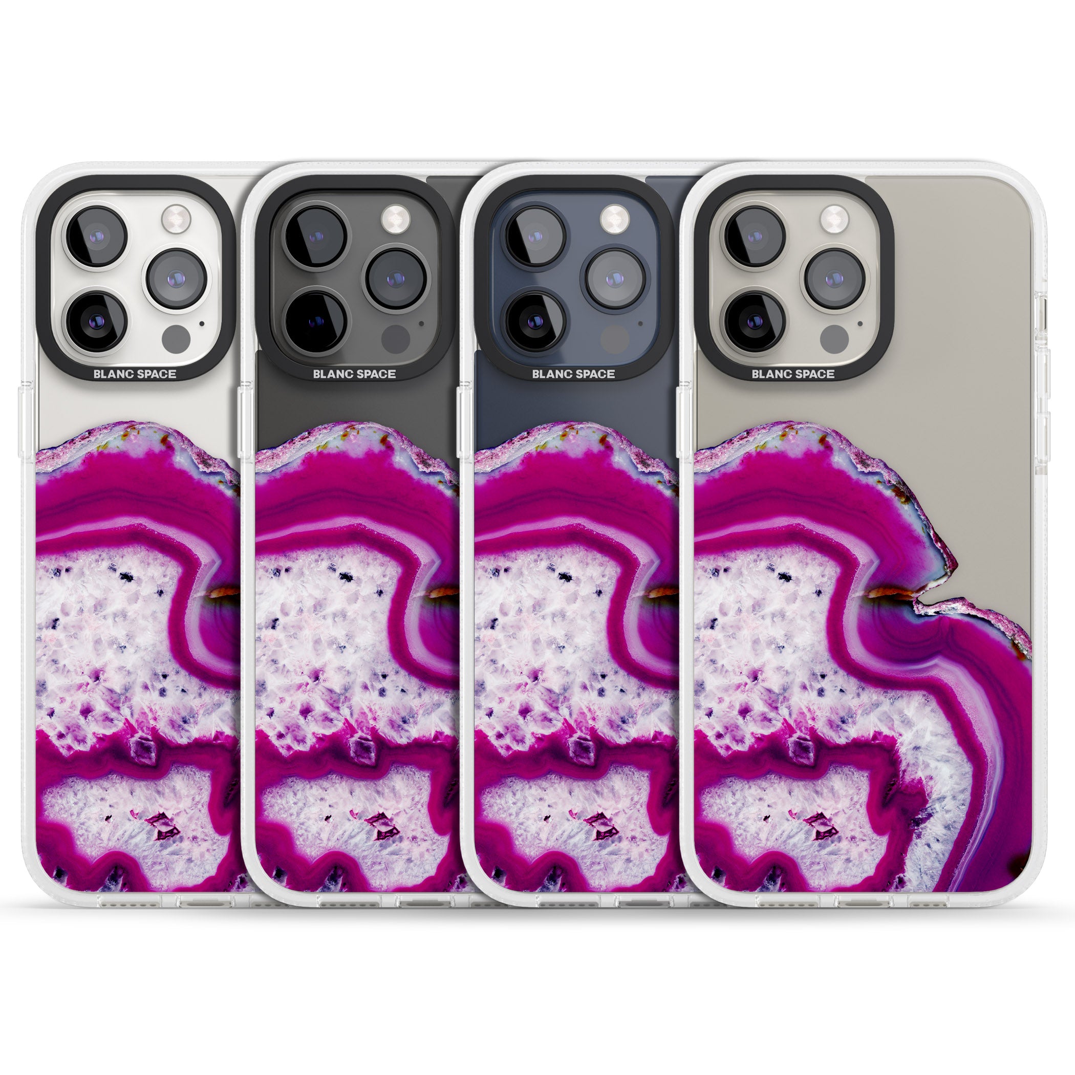 Violet & White Swirl Agate Crystal Clear Design iPhone 15 Pro Max / 15 Pro / 14 Pro Max / 14 Pro / 13 Pro Clear Case Impact Air - Blanc Space