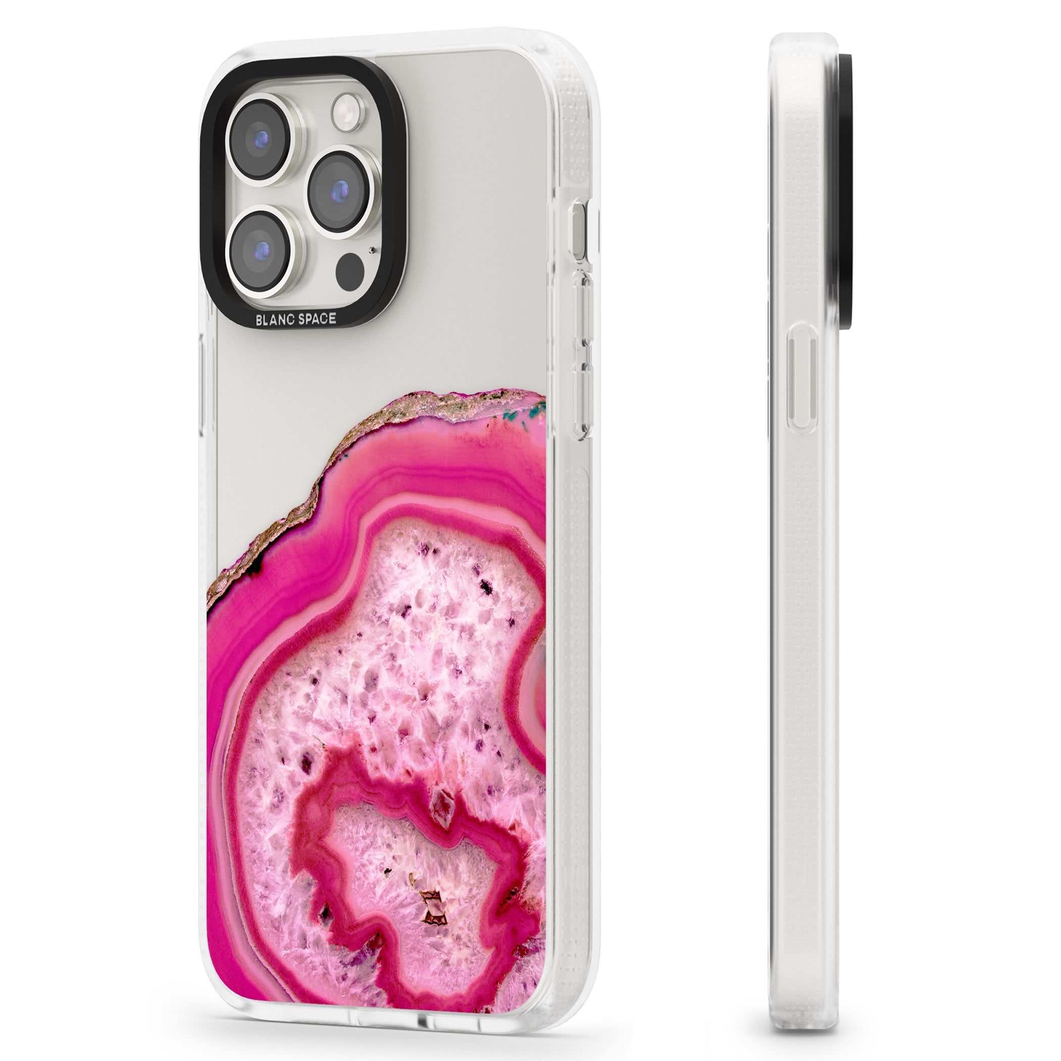 Bright Pink Gemstone Crystal Clear Design iPhone 15 Pro Max / 15 Pro / 14 Pro Max / 14 Pro / 13 Pro Clear Case Impact Air - Blanc Space
