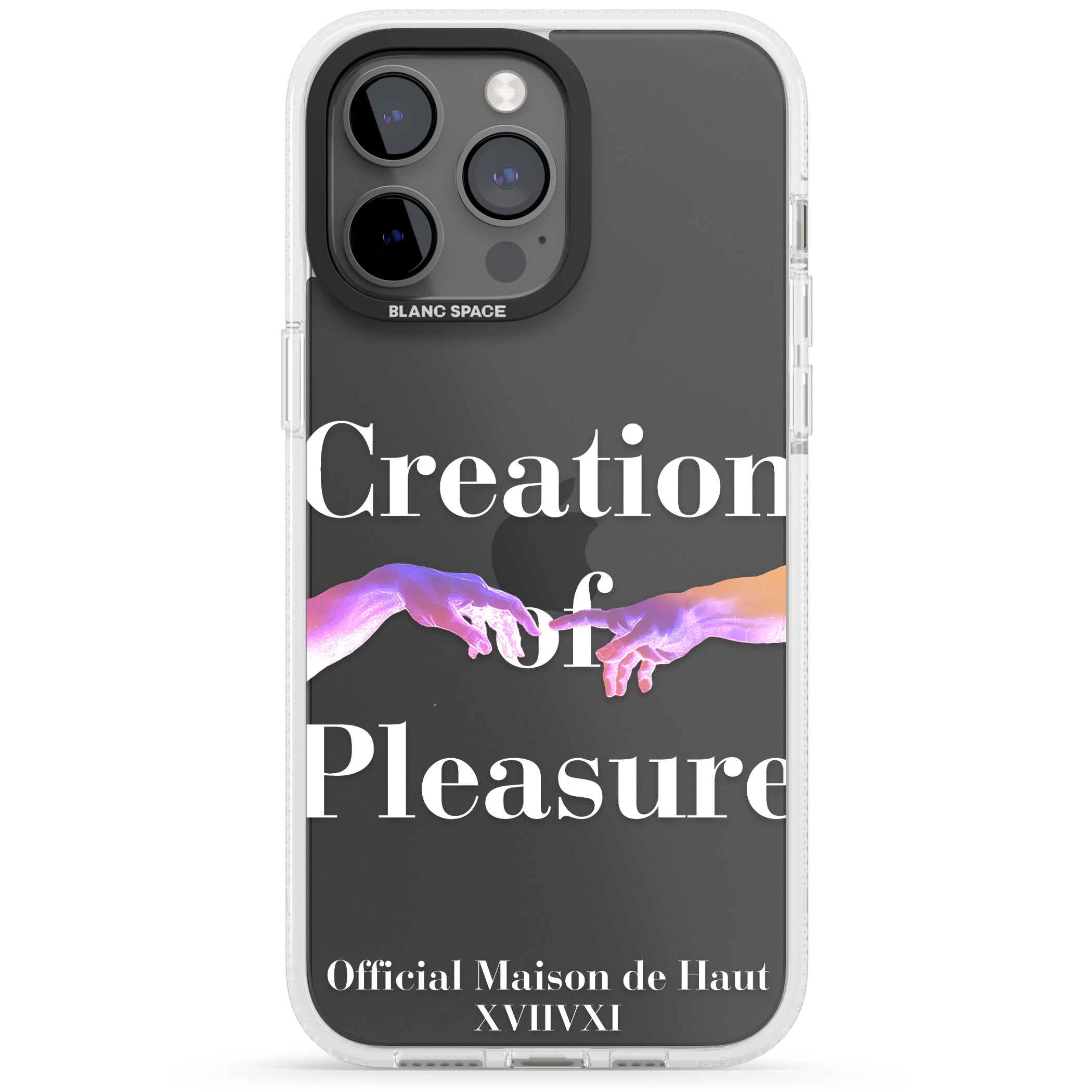 Creation of Pleasure iPhone 15 Pro Max / 15 Pro / 14 Pro Max / 14 Pro / 13 Pro Clear Case Impact Air - Blanc Space