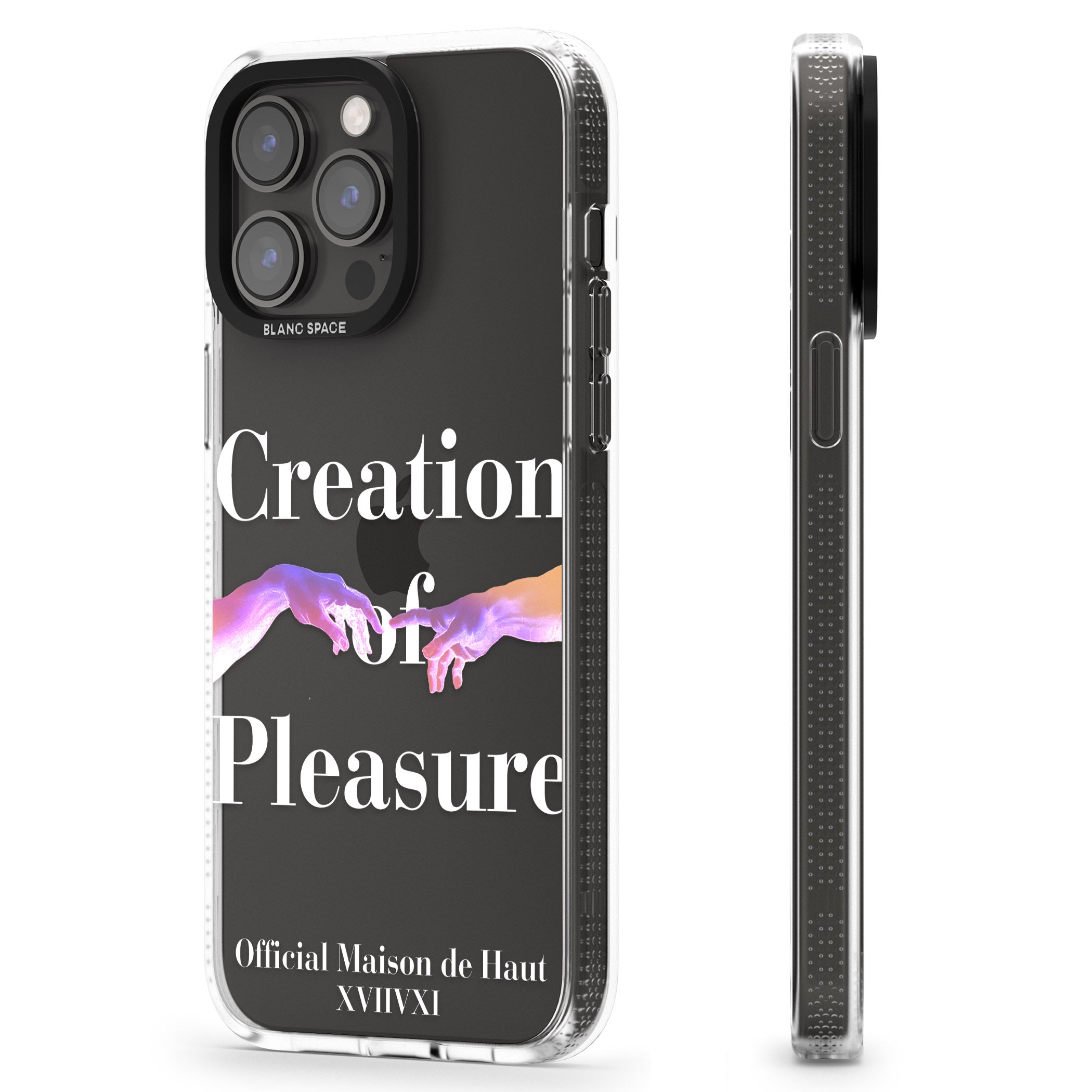 Creation of Pleasure iPhone 15 Pro Max / 15 Pro / 14 Pro Max / 14 Pro / 13 Pro Clear Case Impact Air - Blanc Space