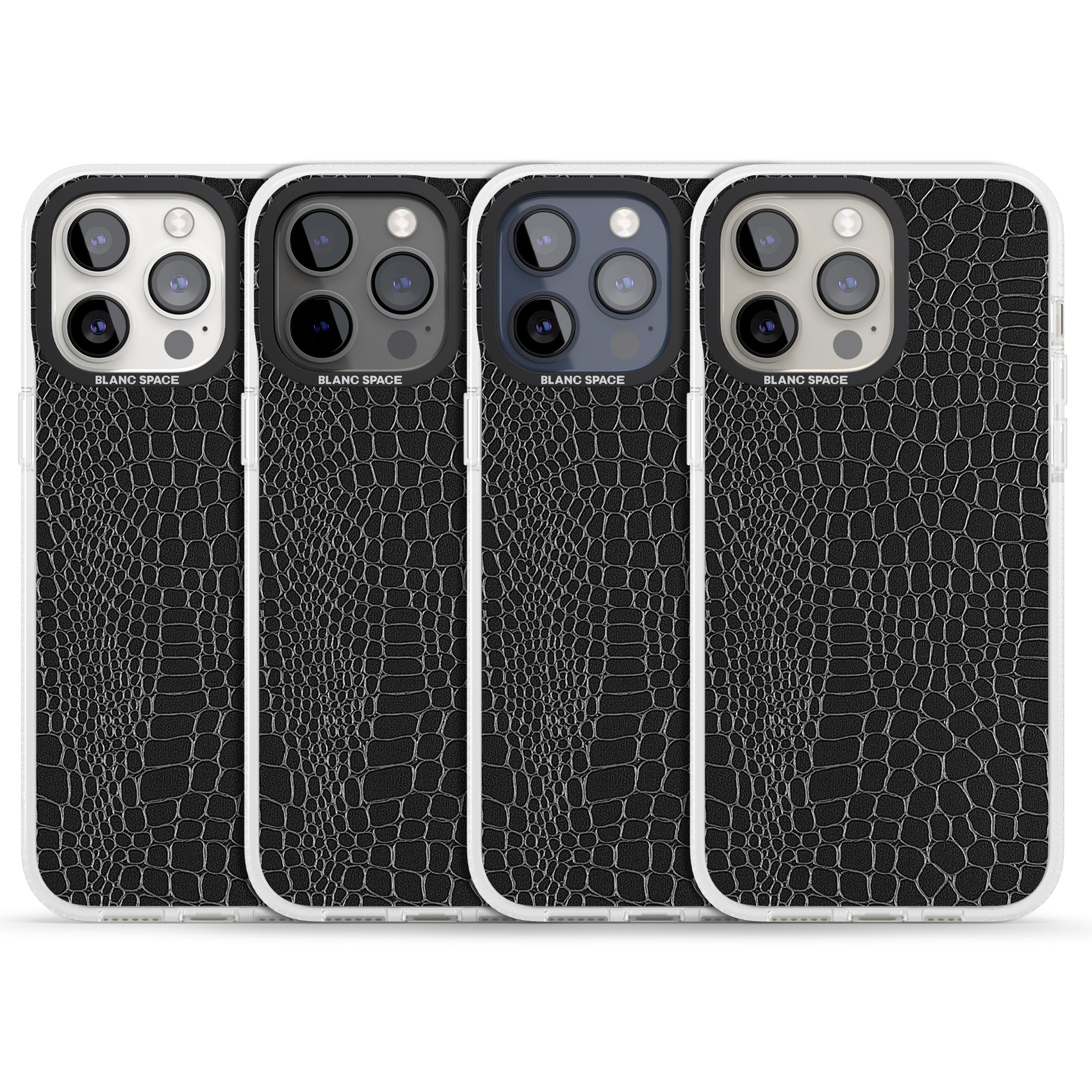 Black Snakeskin iPhone 15 Pro Max / 15 Pro / 14 Pro Max / 14 Pro / 13 Pro Clear Case Impact Air - Blanc Space
