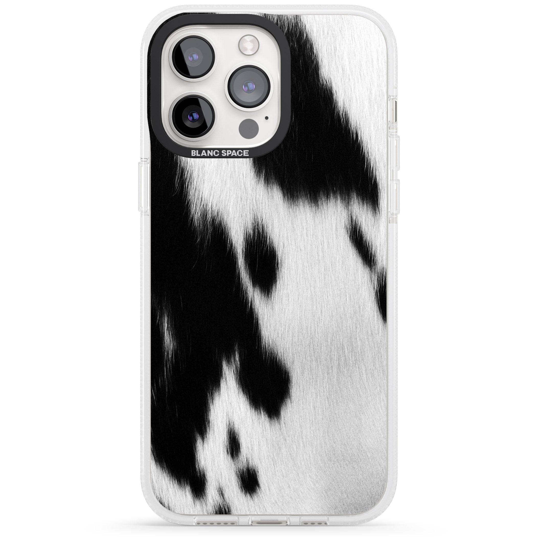 Designer Fashion Cowhide iPhone 15 Pro Max / 15 Pro / 14 Pro Max / 14 Pro / 13 Pro Clear Case Impact Air - Blanc Space