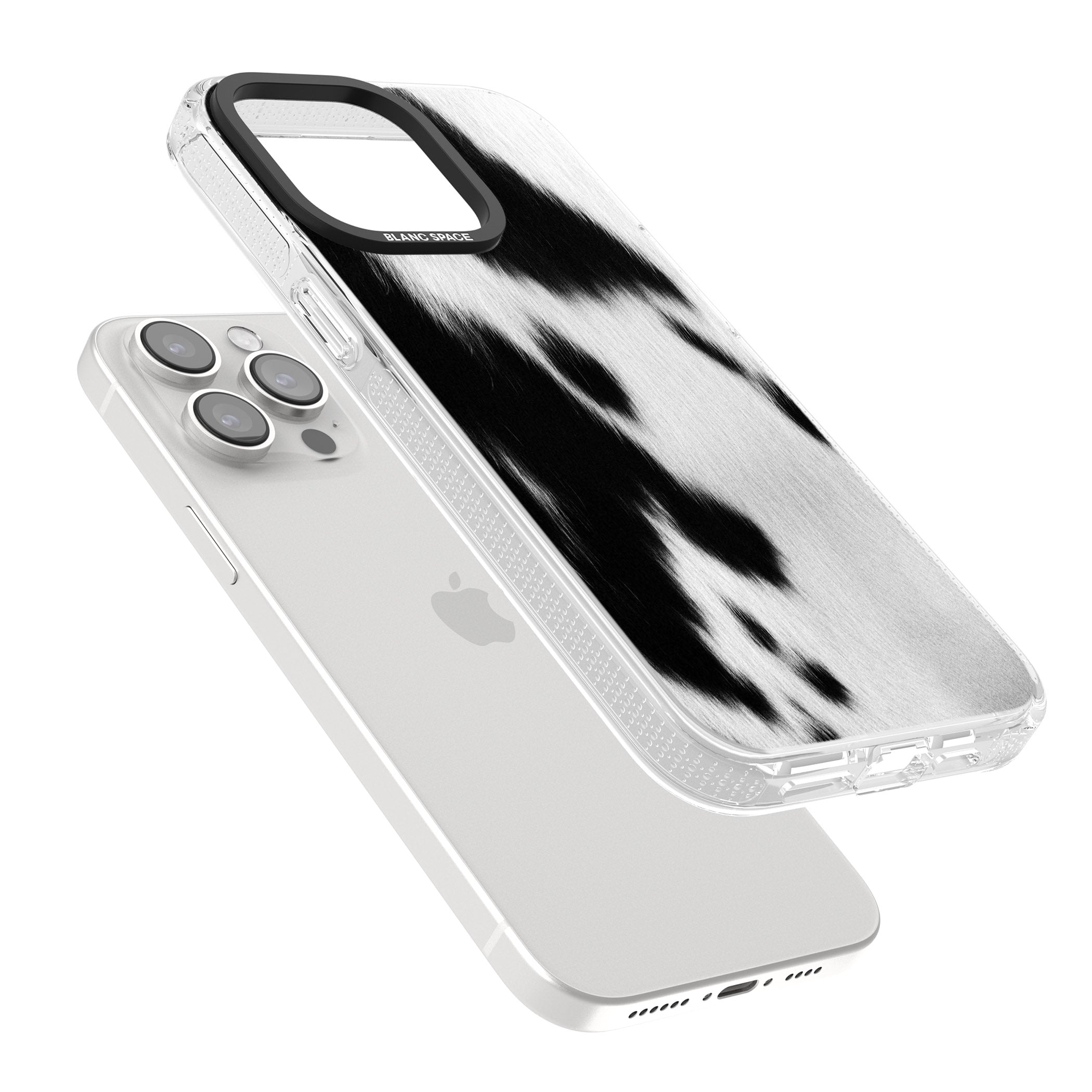 Designer Fashion Cowhide iPhone 15 Pro Max / 15 Pro / 14 Pro Max / 14 Pro / 13 Pro Clear Case Impact Air - Blanc Space