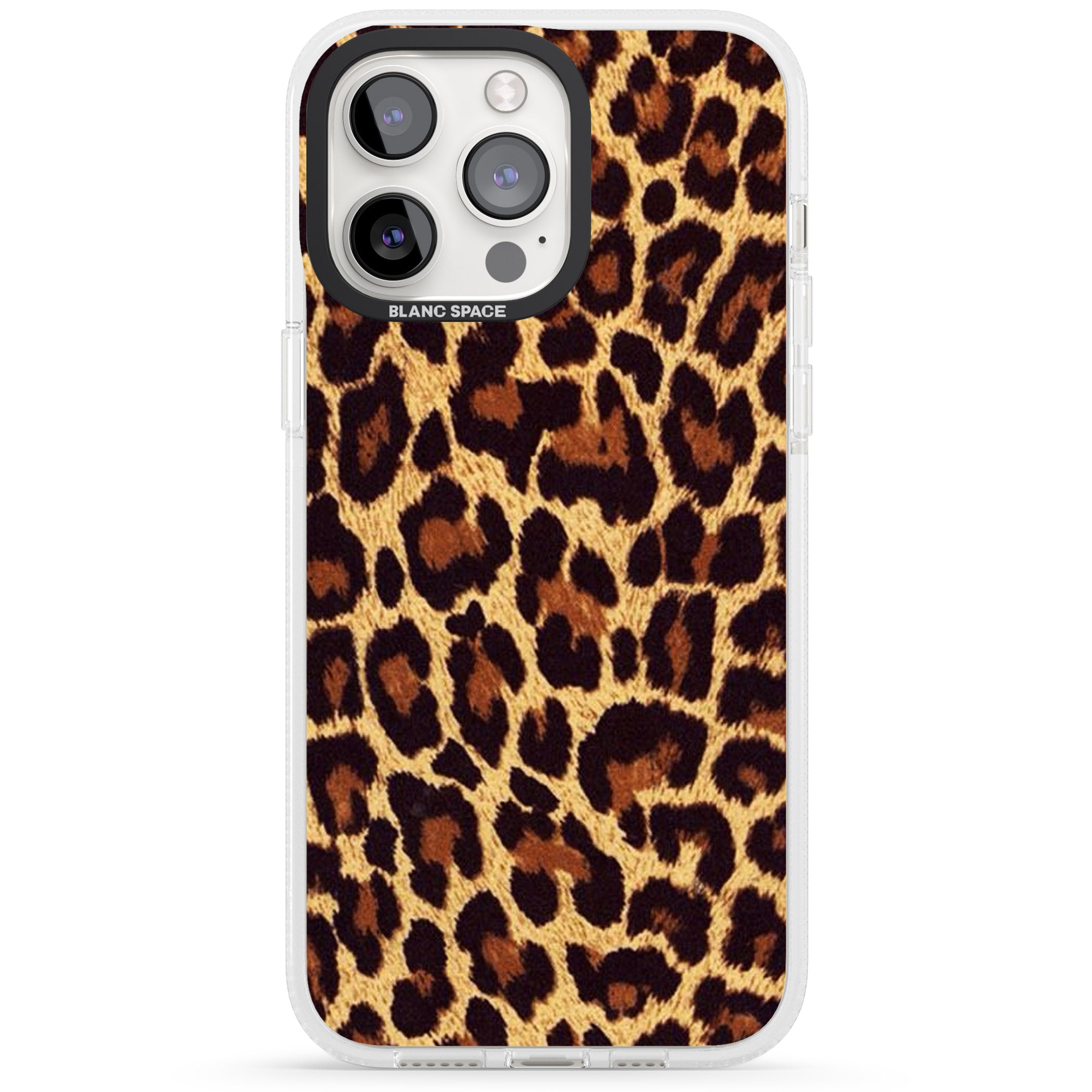 Gold Leopard Print iPhone 15 Pro Max / 15 Pro / 14 Pro Max / 14 Pro / 13 Pro Clear Case Impact Air - Blanc Space