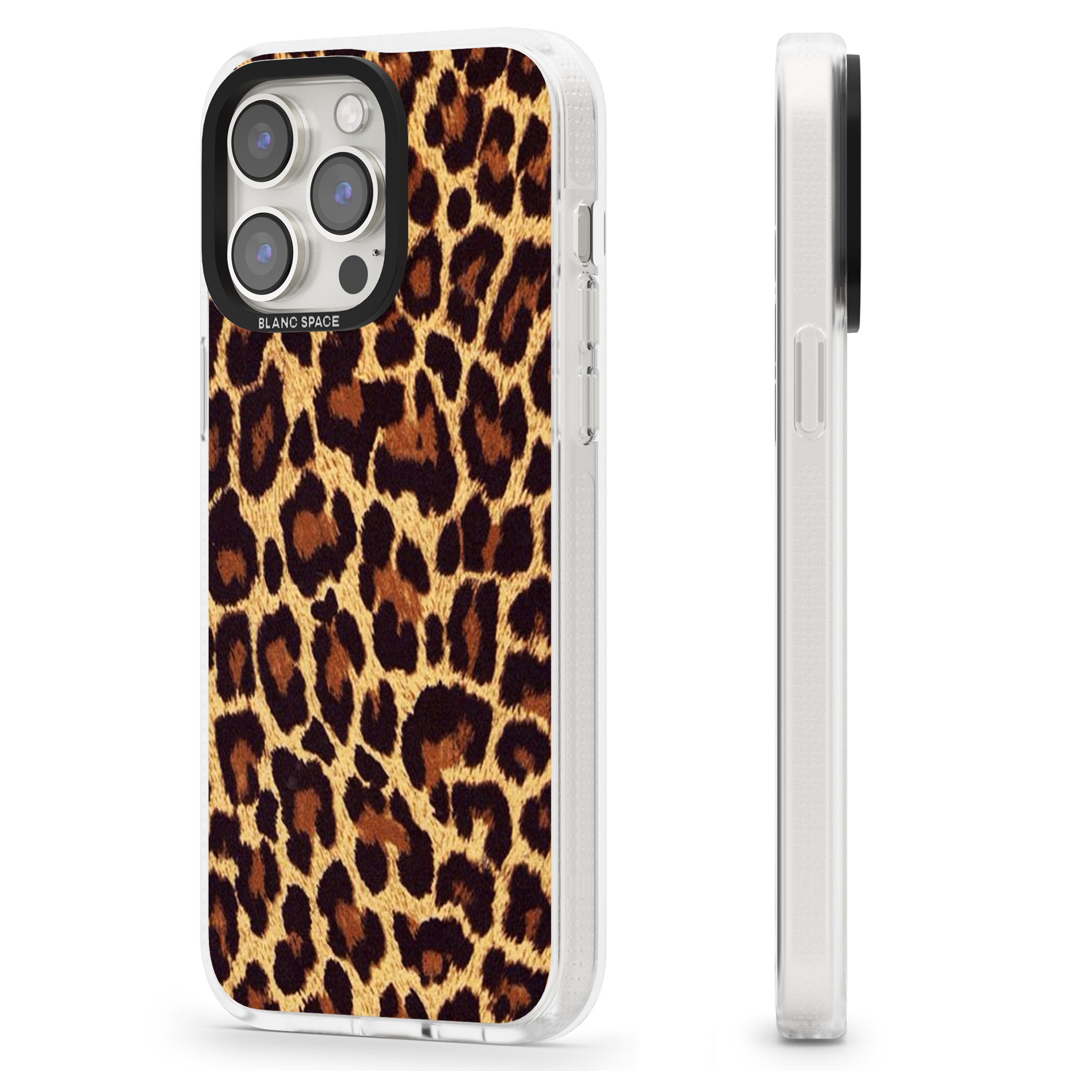 Gold Leopard Print iPhone 15 Pro Max / 15 Pro / 14 Pro Max / 14 Pro / 13 Pro Clear Case Impact Air - Blanc Space