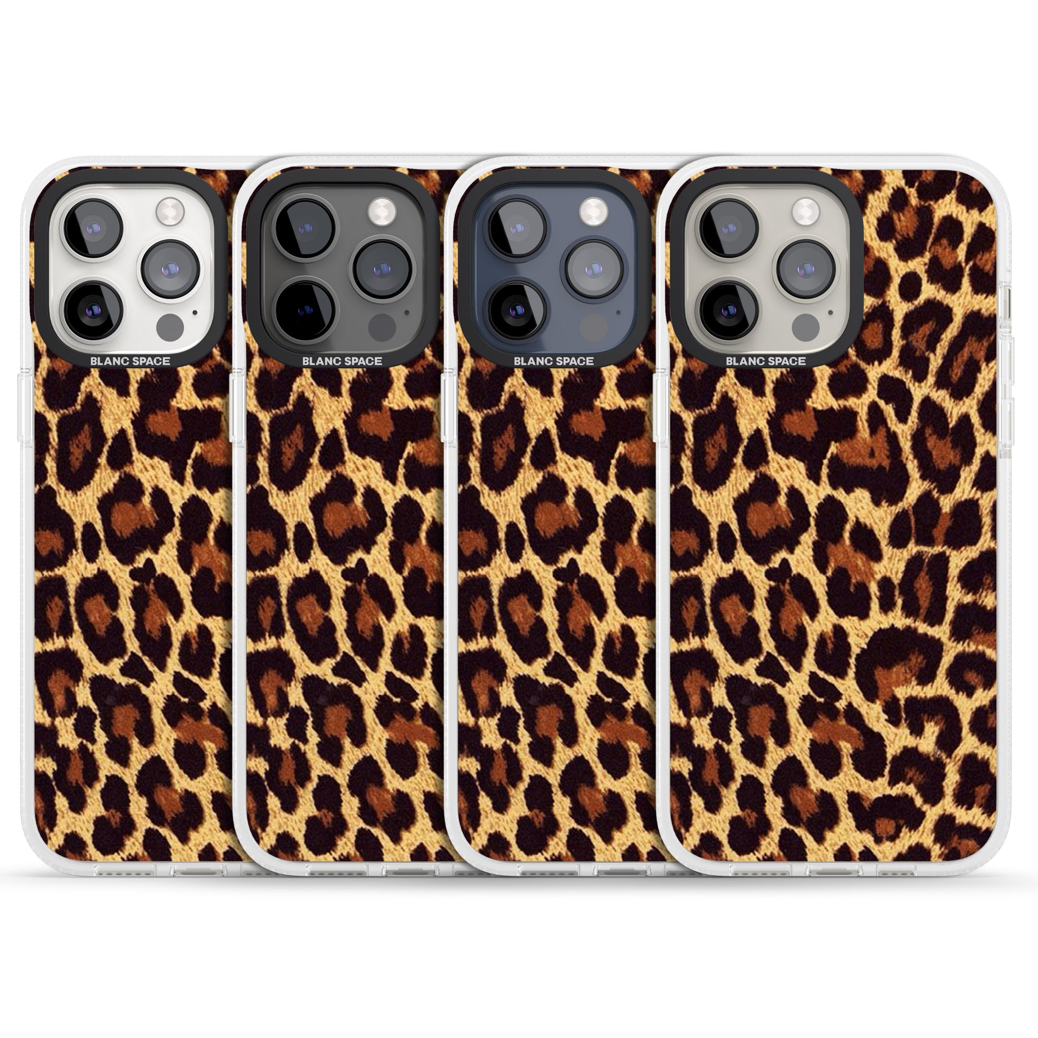 Gold Leopard Print iPhone 15 Pro Max / 15 Pro / 14 Pro Max / 14 Pro / 13 Pro Clear Case Impact Air - Blanc Space